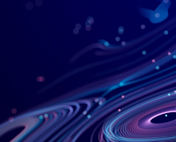 Bright blue and purple lines circling around each other.